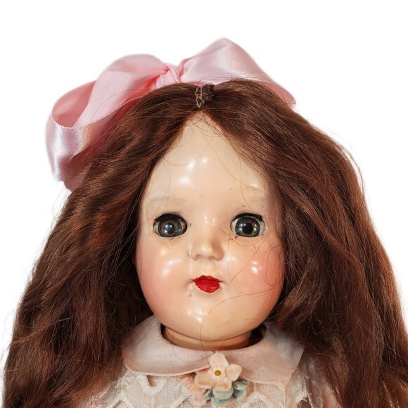 Vintage 1950's Ideal Toni Doll P-91 15" Brunette Hard Plastic. Sleep Eyes. Stand - Picture 5 of 10